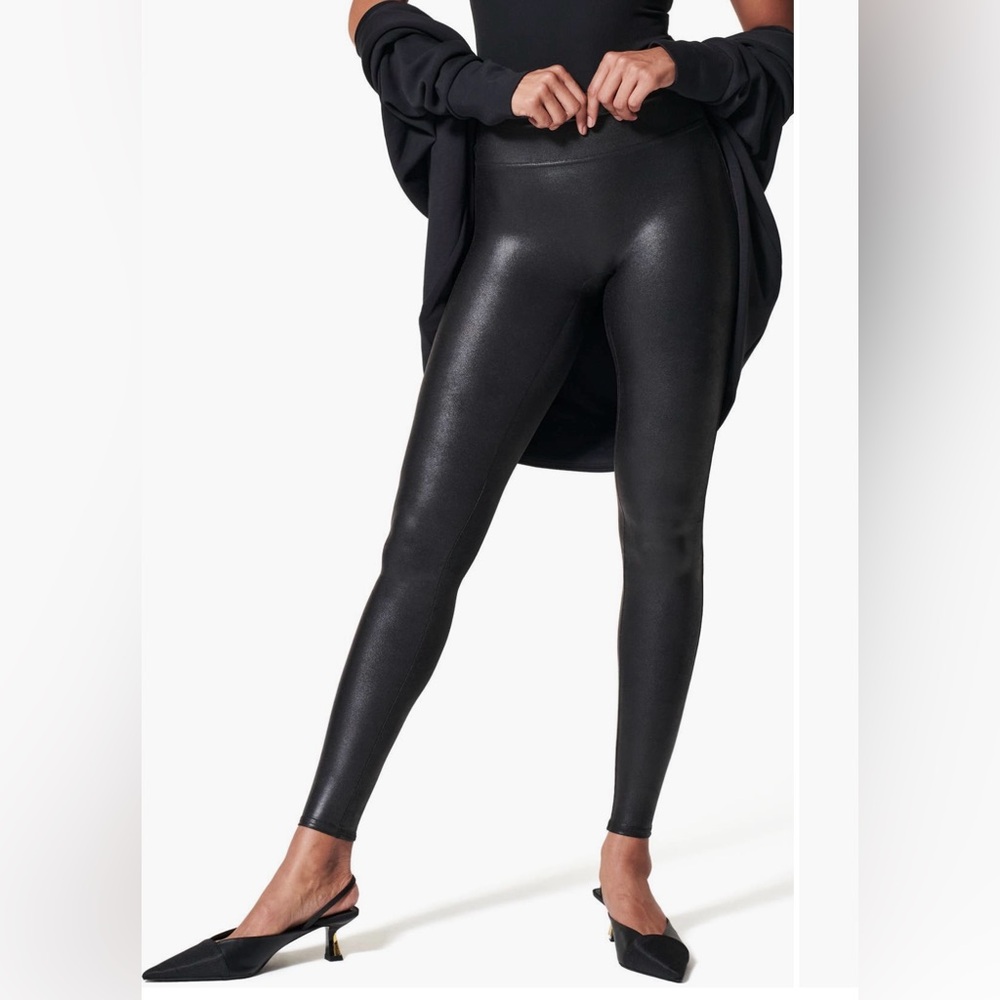 SPANX Faux Leather Leggings - Very Black